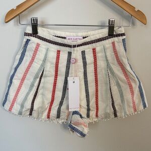 Red Carter Embroidered Shorts | XS | Boho Resort | NWT